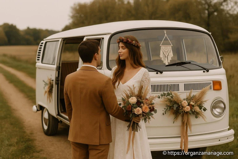 Voitures pour mariage bohème : inspirations et conseils pour un jour unique