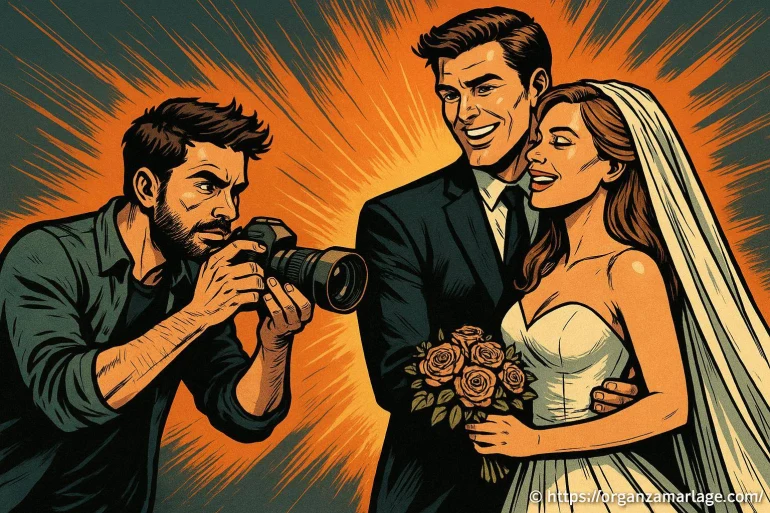 Photographe prenant photo de mariage