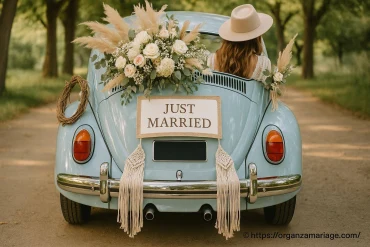 Voiture de mariage bohème : idées originales et inspirations pour un jour unique