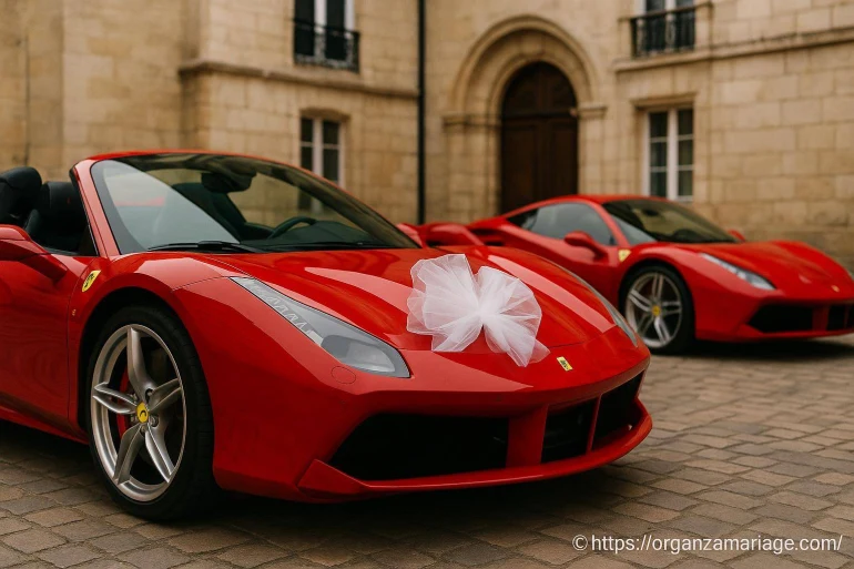Voitures de luxe rouges pour mariage : élégance et passion au rendez-vous