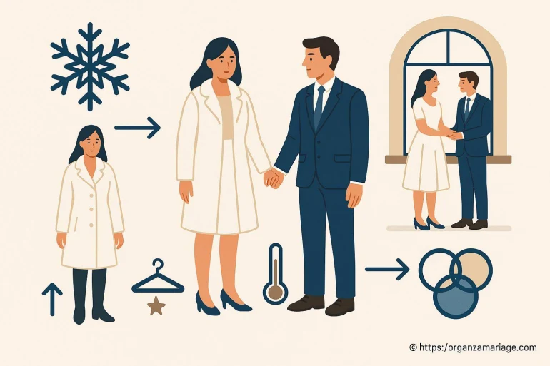 Illustration conseils tenue mariage hiver femme