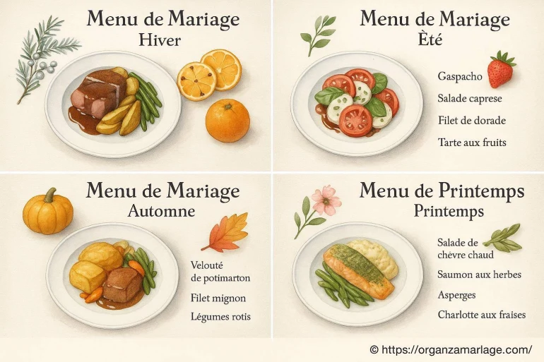 Menus de saison pour mariage : comment choisir selon l'hiver, l'été, l'automne ou le printemps ?