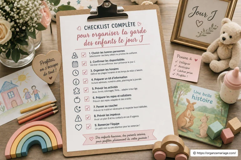 Checklist complète pour organiser la garde des enfants le jour J