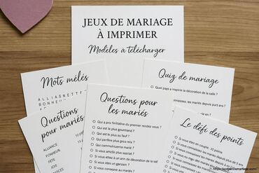 Jeux mariage à imprimer gratuit : quels modèles télécharger pour animer votre journée ?