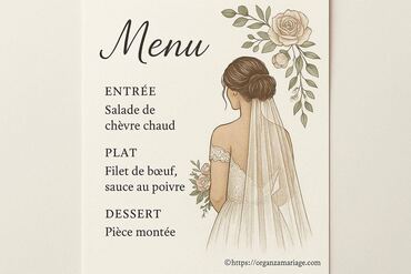 Modèle de menu de mariage Word à télécharger gratuitement pour votre réception