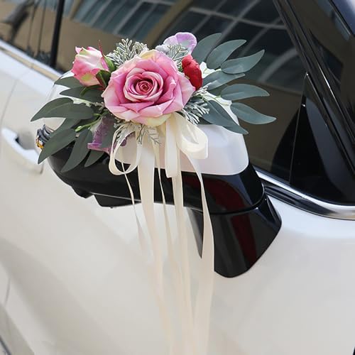 LIMEOW 2 Pièces Decoration Voiture Mariage, Noeud Voiture Ma