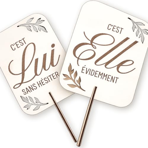 Jeu de mariage elle et lui en bois personnalisable, lot de 2
