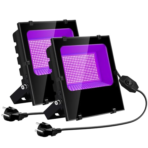 OTeedo Projecteur lumière noire 200W, Lumière noire avec fic