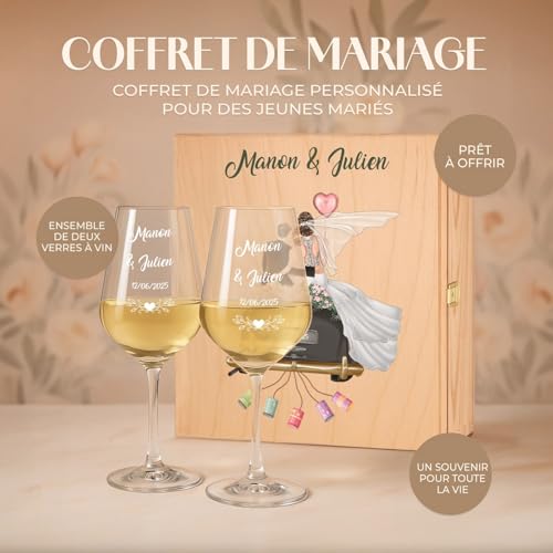Maverton 2 Verres à Vin 490 ml avec Coffret, Cadeau Mariage 