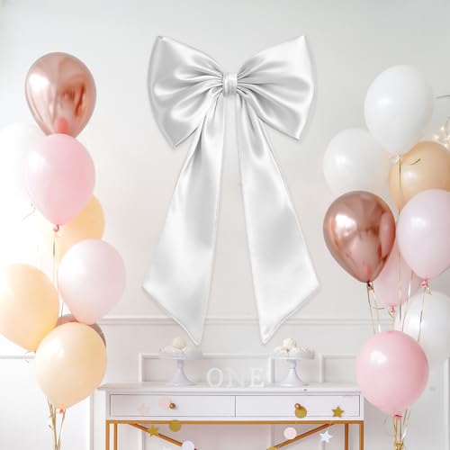 VLYX Grand Nœud en Satin Blanc, Ruban Géant Décoratif pour M