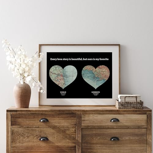 Magic Posters - Carte personnalisée à 2 cœurs, cadeau danniv