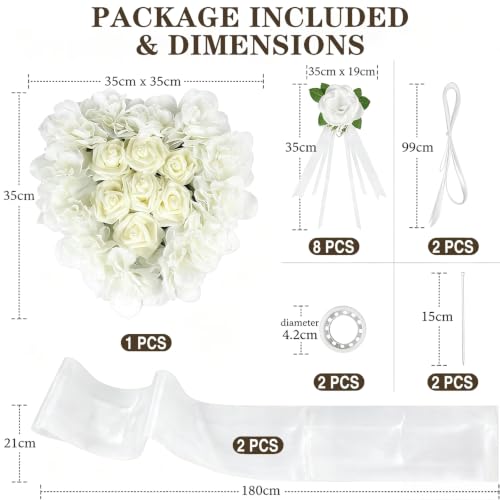 Décoration de voiture de mariage, capot de mariage, fleurs a
