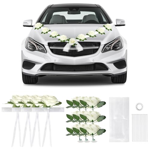 SUPAWAY Décoration de capot de voiture de mariage en blanc a