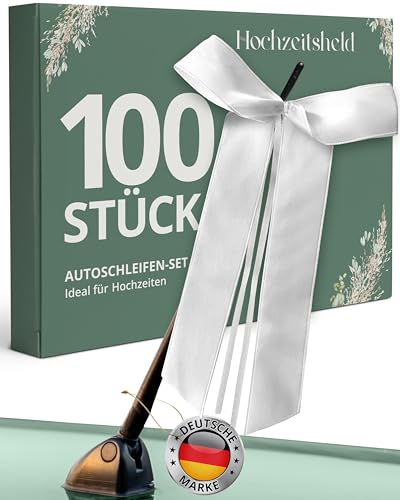 HOCHZEITSHELD Lot de 100 nœuds blancs pour voiture de mariag