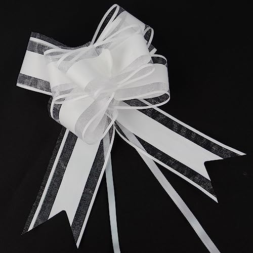 AWCIGG® 100 PCS Grands Nœuds en Organza Blanc, Decoration Vo