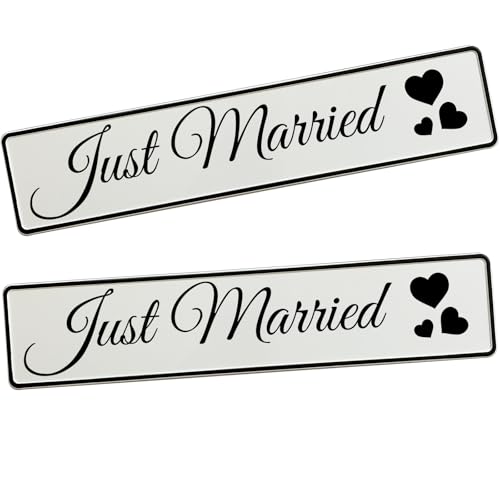 Lot de 2 plaques dimmatriculation de mariage Just Married - 