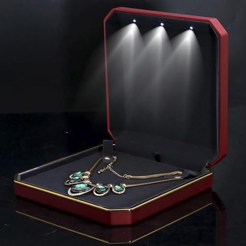 HSLFUAI Boîte à Bijoux avec Lumière LED pour Collier - Écrin