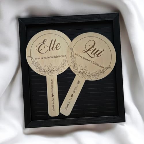 Pancartes de Mariage Personnalisées en Bois, Jeu Elle et Lui