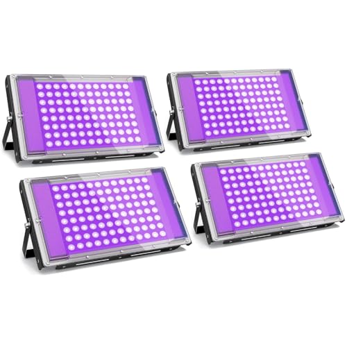 GKT 4pcs 100W Projecteur Lumiere Noire, Lumiere UV, Etanche 