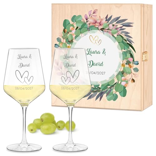 Maverton 2 Verres à Vin 490 ml avec Coffret, Cadeau Mariage 