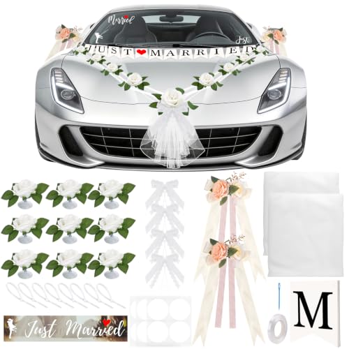 JelyArt Décoration de voiture de mariage (4 nœuds de voiture