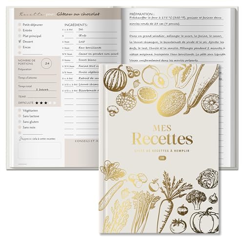 Carnet de recette à remplir francais, A5 cahier de recettes 