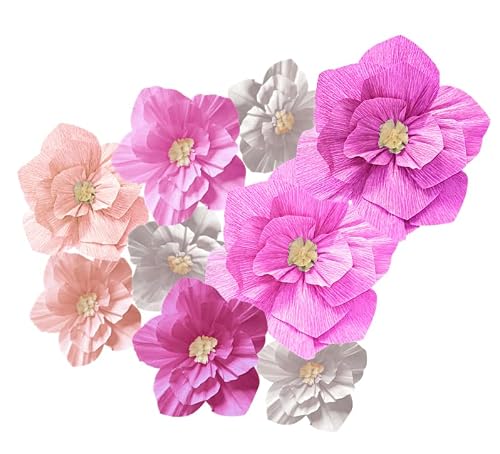 Lot de 9 fleurs en papier crépon pour décoration murale de f