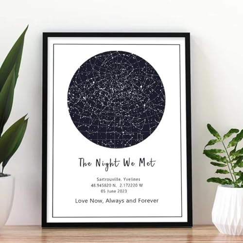 Impression personnalisée de carte des étoiles, Night We Met 