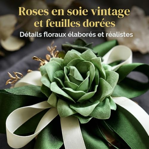 Hoypeyfiy Lot de 6 fleurs vertes décoratives de voiture pour