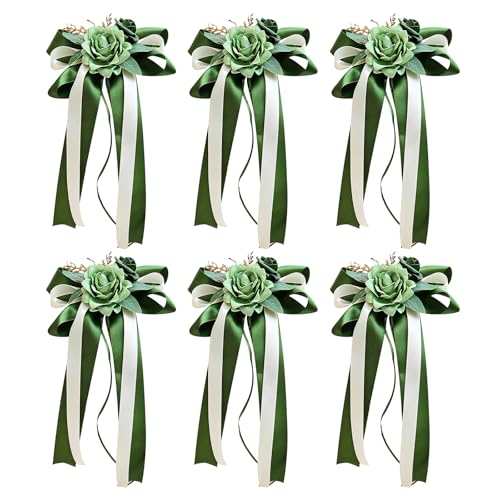 Hoypeyfiy Lot de 6 fleurs vertes décoratives de voiture pour