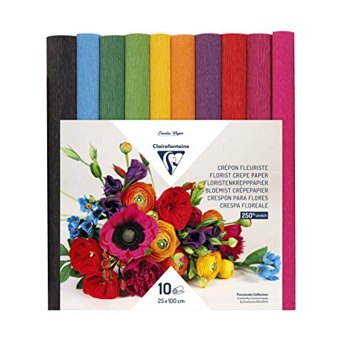 Assortiment de papiers crépon fleuriste - Vifs - 10 rouleaux