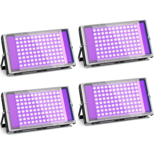 GKT 4pcs 100W Lumières Noires, 395-400nm Lumière UV pour Hal