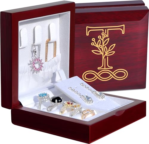 Cokos Box Boîte à bijoux personnalisée pour femme, boîte à bijoux en bois gravé, boîte à bijoux personnalisée pour filles, boîte à bijoux de voyage avec monogramme initiale, cadeau d'anniversaire pour