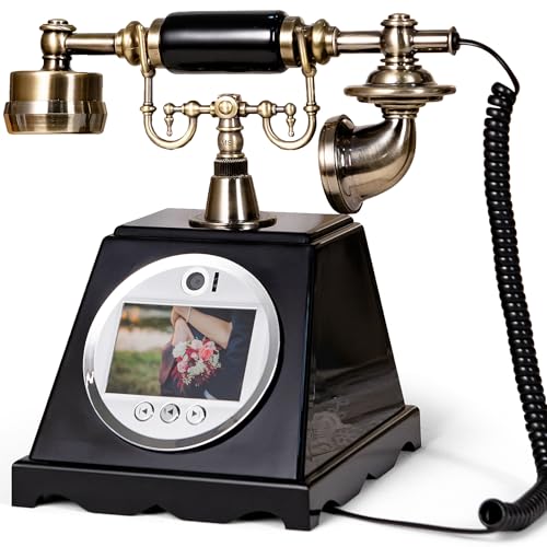 RetroVox Livre d'or vidéo audio pour mariage, téléphone, livre d'or créatif, facile à utiliser et amusant, fiançailles, anniversaires, fêtes prénatales, remise de diplôme (B Noir)