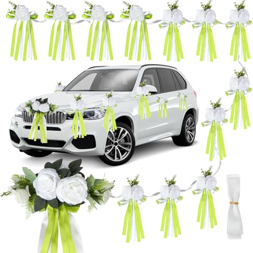 Deco Voiture Mariage, 13pcs Noeud Voiture Mariage Capot Port
