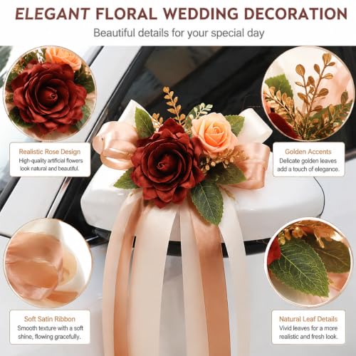 Waltonalice Lot de 8 nœuds pour voiture de mariage, rétrovis
