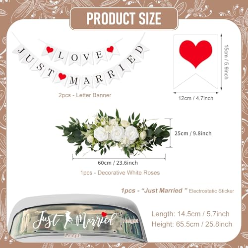 Kit de décoration de voiture de mariage, bannière « Just Mar