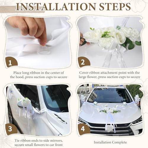 Supaway Décoration de Capot de Voiture de Mariage en Blanc, 