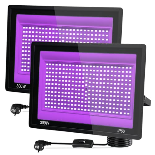 Yuaiosn 2 Pièces 300W Lumiere Noire LED, Projecteur lumière 
