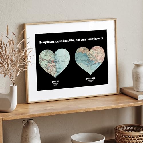 Magic Posters - Carte personnalisée à 2 cœurs, cadeau danniv