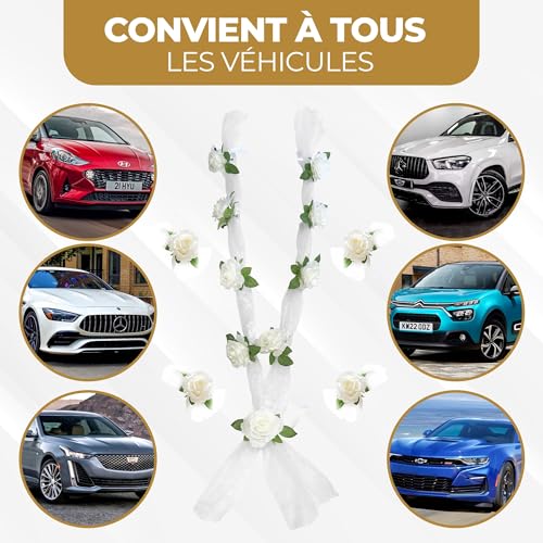 Nueva Vida décoration Voiture de Mariage - Fleurs en Soie po