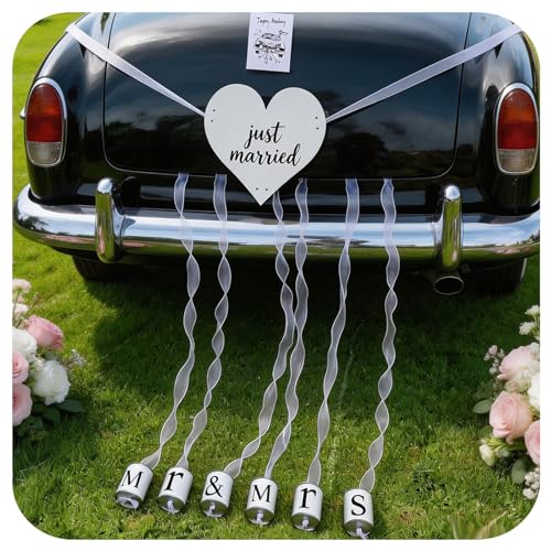 Just Married Lot de boîtes de conserve en étain avec panneau