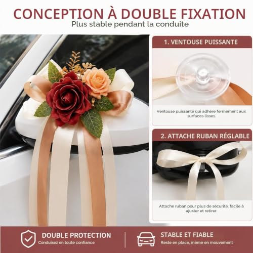 Waltonalice Lot de 8 nœuds pour voiture de mariage, rétrovis