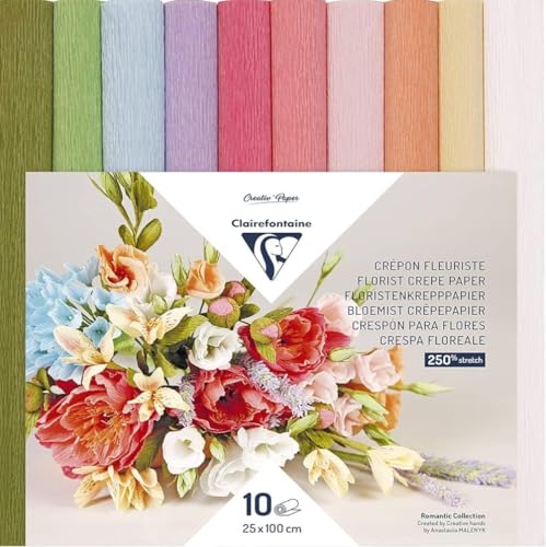 Assortiment de papiers crépon fleuriste - Pastels - 10 roule