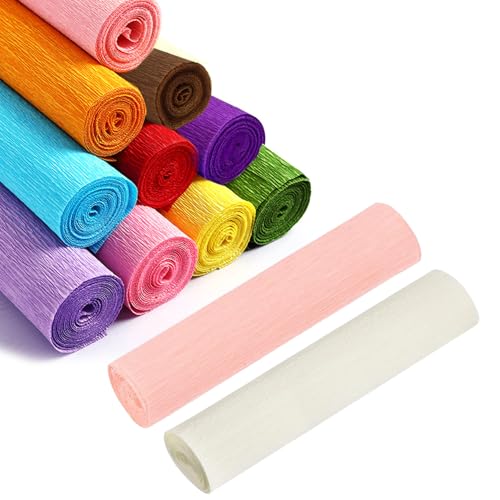 Lot de 12 rouleaux de papier crépon de couleurs mélangées, 5