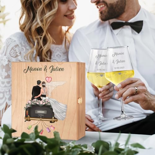 Maverton 2 Verres à Vin 490 ml avec Coffret, Cadeau Mariage 