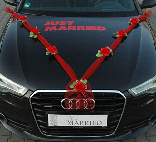 JM Just Married Décoration de voiture pour mariage Motif cou